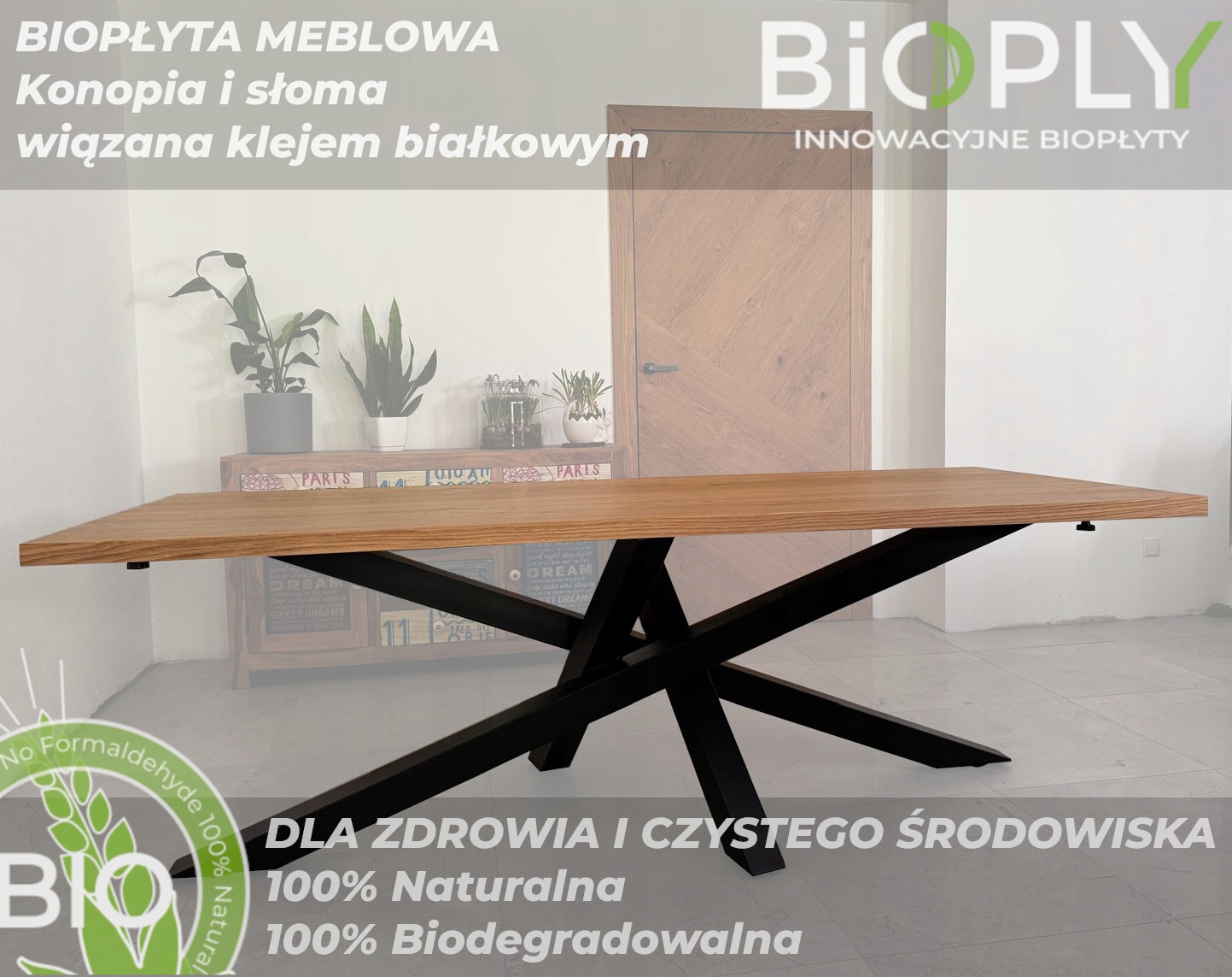 stół do salonu z Biopłyty fornirowany dębowy eko Bioply BIO - zdjęcie 2